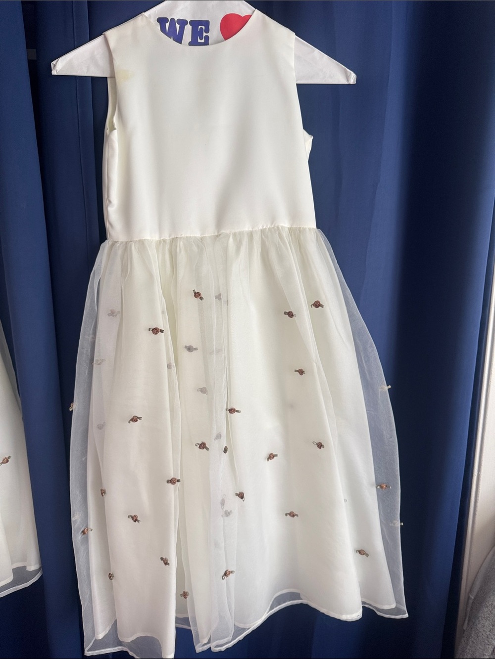 OshKosh B'gosh Ivory Sleeveless Tulle Party Dress with Embroidered Accents